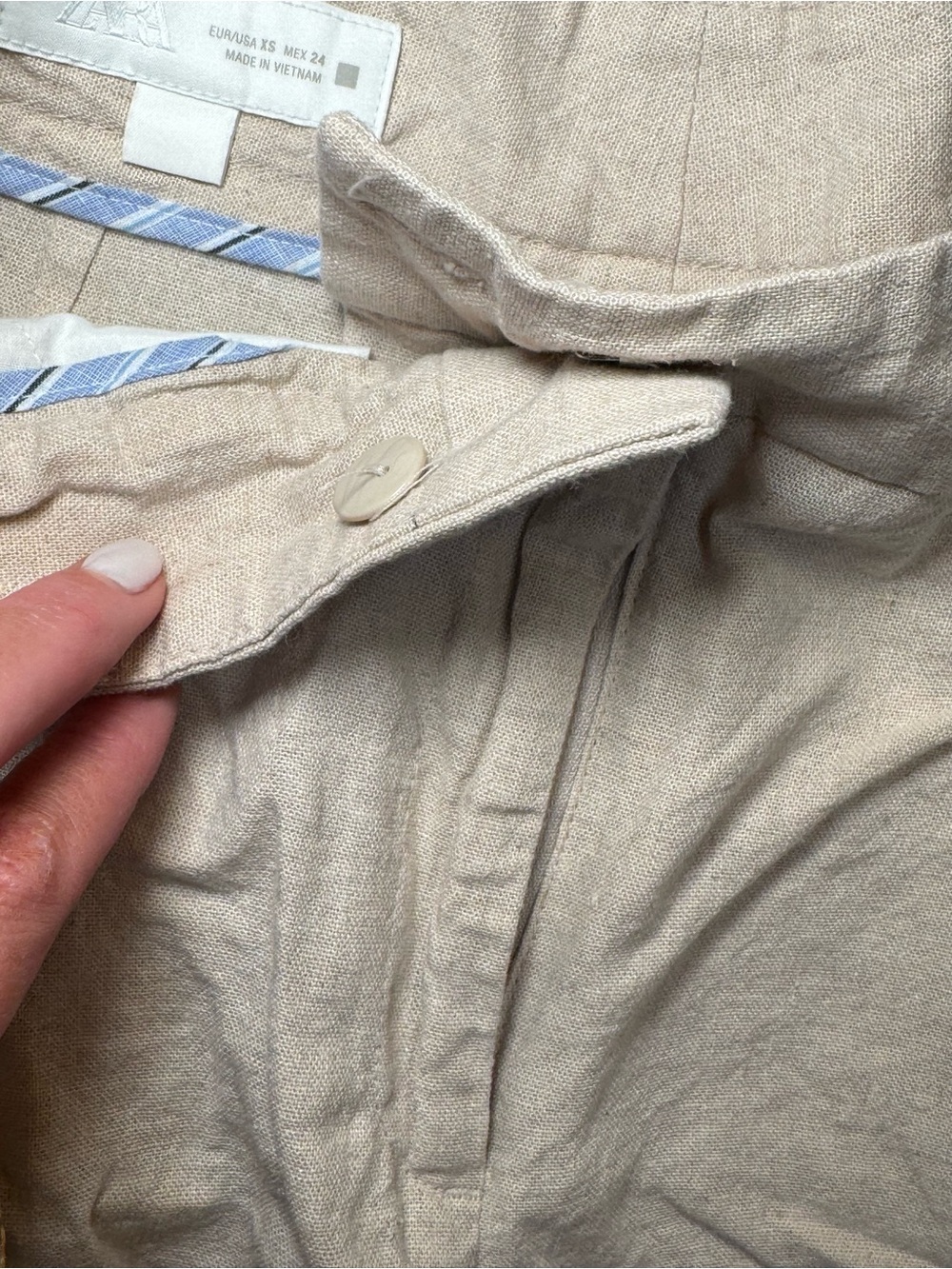 🥥▫️ Zara Cream Linen Straight Leg Tailored Trousers Pants Light Beige▫️🥥 - Picture 3 of 6
